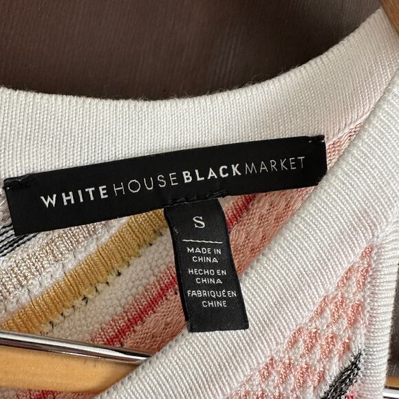 WHITE HOUSE BLACK MARKET Multi Color Mixed Patterns Halter Style Sweater | Small - Picture 4 of 8